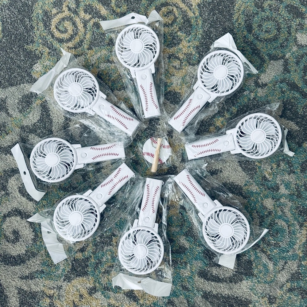 Baseball-Themed White Handheld Fans